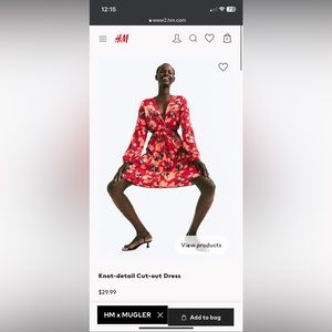 H&M Knot Detail Cut Out Dress Sz S